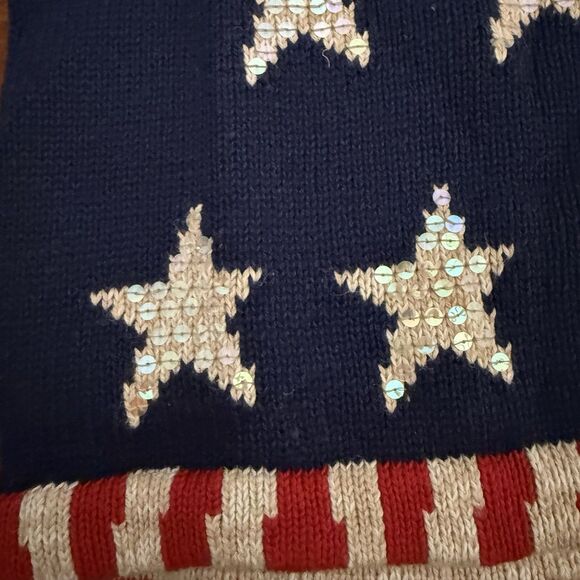 Quacker Factory Women Medium Sweater Patriotic NWT USA Flag Stars Button Covers - Picture 2 of 7